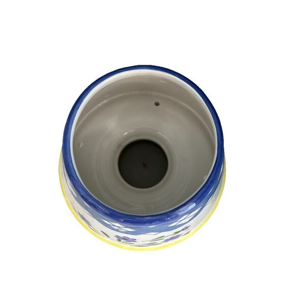 Ceramic Candle Holder w/ Shade Fairy Lamp Blue Purple Floral Spring Home Decor - Picture 3 of 9